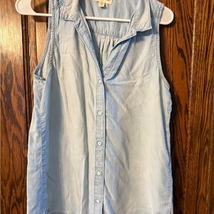 Cloth & Stone Light Blue Sleeveless Button Down Shirt